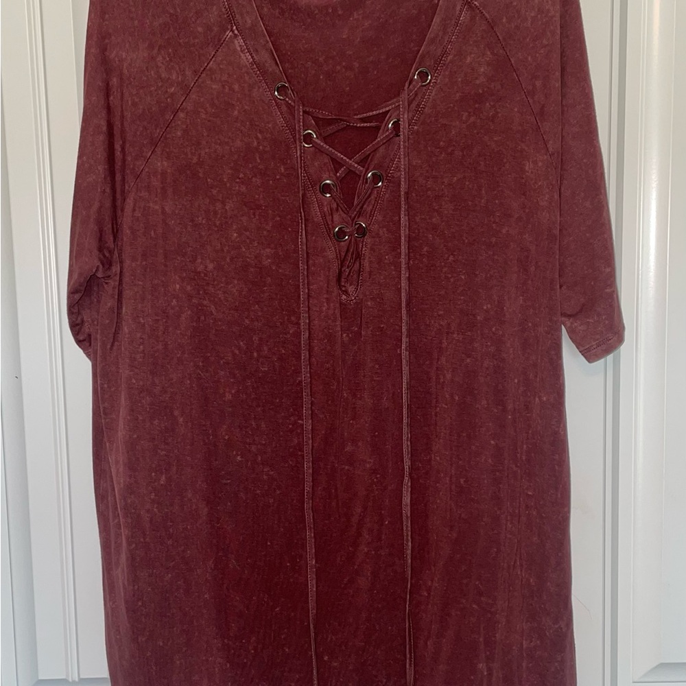 JODIFL Lace-Up Maroon Tunic